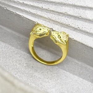 Double Panther Head Ring